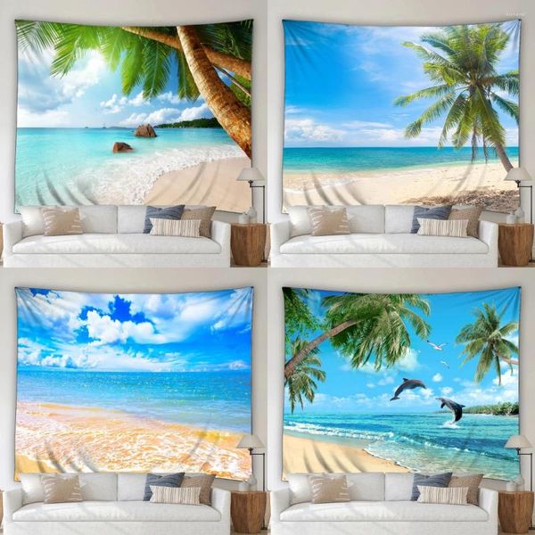 Tapisseries océan plage tapisserie seaside tropical noix de coco tropical paysage paysage dortoir décor de décoration