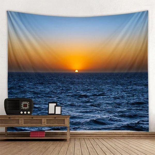 Tapisseries océan sunrise coucher de soleil paysage de tapisserie grand mur suspendu décoration hippie fond de tissu art à la maison
