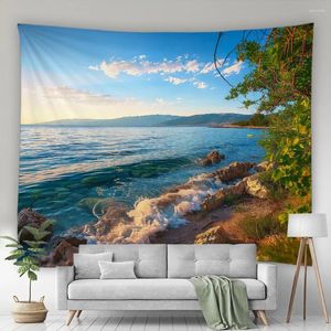 Tapisseries océan tapisserie balaside plage d'été plantes tropicales vagues nature paysage maison salon décoration de dortoir