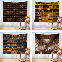 Tapisseries Old Book Magic Bibliothèque Wall Test moderne Bibliothèque de décoration intérieure moderne Brique en bois Hanging Art Throw Couverture