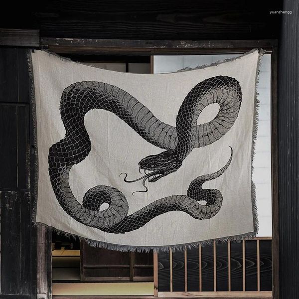 Tapisseries Original Snake Violence Aesthetics Tapestry Sofa Couverture National Style Dark Towel japonais