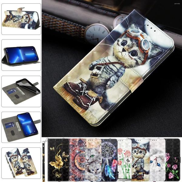 Case de cuero pintado de tapices para Huawei P30 Lite Y6 P Smart 2024 Honor 10 Fundador Soporte de soporte Flip Billet