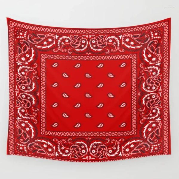 Tapices Paisley Bandana Red Southwestern Boho Tapestry Wall Hanging Bedspread Maneta de arte Toalla Toalla Cortina