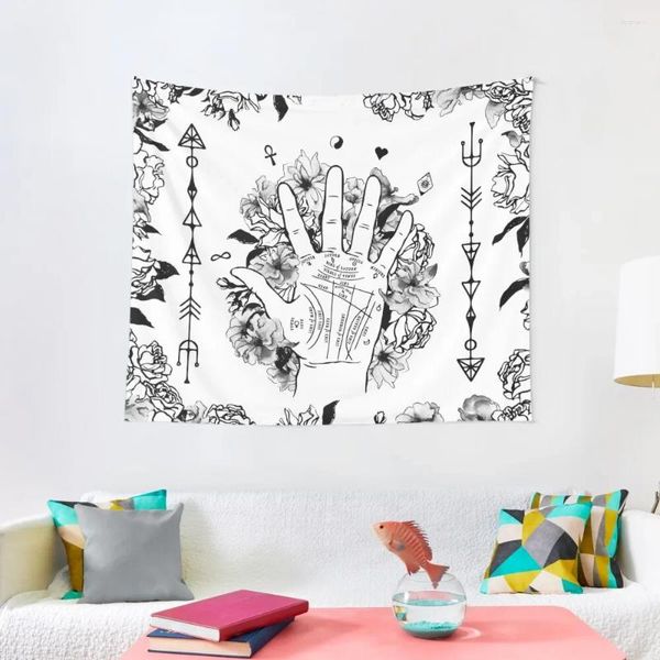 Tapisseries Palm Reading Roses Tapestry Living Room Decoration Mur Things to Decover the Anime Decor