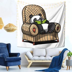 Tapestries panda beer boek lees muur muur decor tapijt tapijt vintage slaapkamer aanpasbaar cadeau zachte stof geurloos