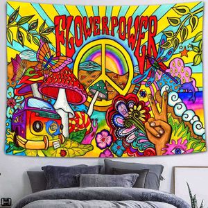 Wandtapijten Vrede Liefde Thema Tapijt Kleurrijke Tie Dye Swirl Wandtapijten Hippie Muurbehang Thuis Slaapkamer Woonkamer Dorm Decor Muurdeken