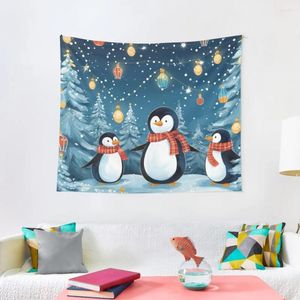 Wandtapijten Pinguïns Besneeuwde Bomen En Kerstverlichting Tapijt Muur Dingen Naar De Kamer Slaapkamers Decor Decoratie Slaapkamer