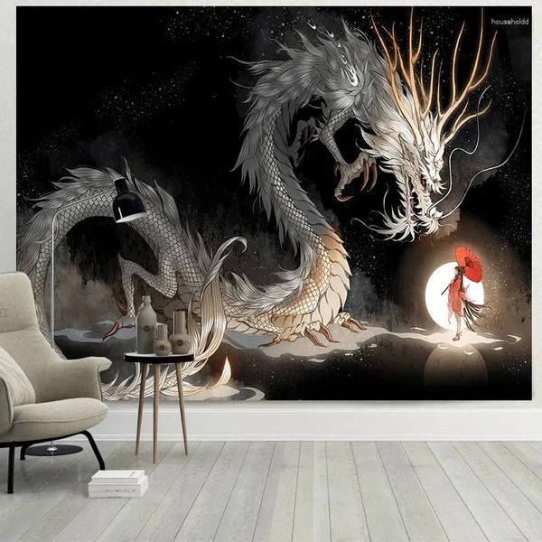 Tapisseries personnalisées Dragon chinois tissu mural suspendu fond décoratif chambre chevet haut de gamme dortoir toile tapisserie