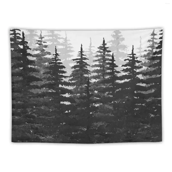 Tapisseries forêt de pins en Silhouette, décoration pour chambre à coucher, décoration de votre maison personnalisée