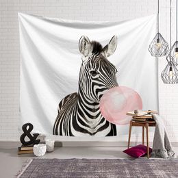 Tapestries Pink Bubble Elephant Giraffe Kindtapijt Tapestrys Animal Wall Art Kwekerij Hangende Noordse Kid Babykamer Decoratie Tapestry