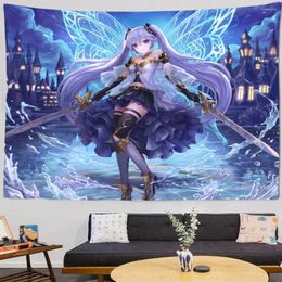 Tapisseries Rose Kawaii Anime Fille Illustration Tapisserie Esthétique Japonaise Beauté Tenture Murale Fond Tissu Ins Style Art Maison Bedspre