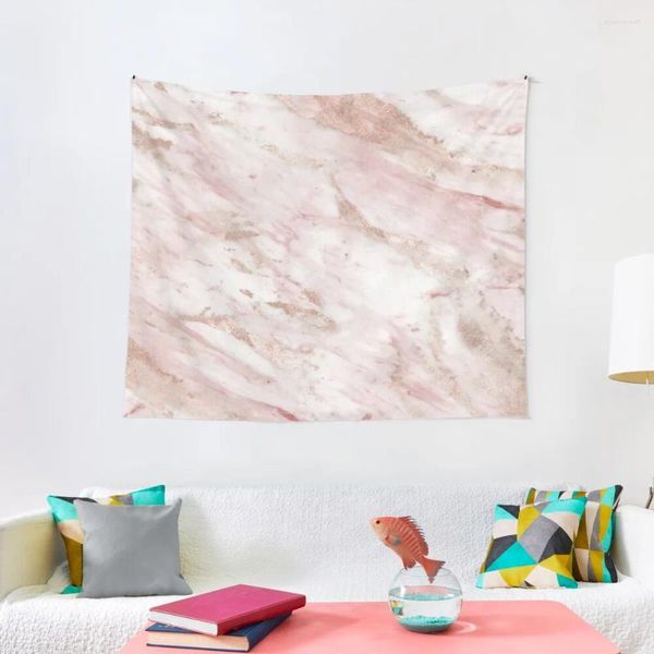 Tapices de mármol rosa, tapiz con detalles en oro rosa, decoraciones de pared colgantes para la decoración de tu habitación, estilo coreano