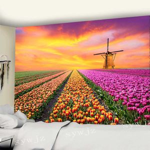 Tapices Tapiz de flores de tulipán rosa para colgar en la pared, tapiz de jardín, arte, dormitorio, hogar, dormitorio, fondo, decoración de pared, paño de picnic