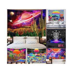 Tapisseries Planète Tapisserie Trippy Montagne Psychédélique Galaxie Espace Fantastique Champignon Magie Rivière Paysage Drop Livraison Maison Jardin Otajh