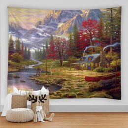 Tapestries Plantstroom landschap tapijt Tapestry 3d printen bergboom natuurlandschap muur hangende huis slaapkamer kunst asthetische kamer decor tapiz