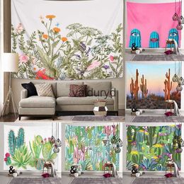 Tapisseries murales suspendues avec plantes, Cactus Tropical rétro, peintures nordiques en tissu pour la maison, décoration de fond