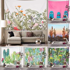 Tapisseries murales suspendues avec plantes, Cactus Tropical rétro, peintures nordiques en tissu pour la maison, décoration de fond