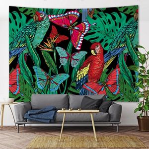 Tapisseries murales suspendues avec jolis animaux et fleurs, décor de chambre à coucher, style Boho Hippie, tapisserie d'art pour la maison, tissu de fond, tapis de Yoga, feuilles