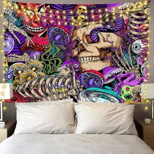 Tapices Psychedélico Tapiz de hongos Sala de estar Decoración del hogar Muro colgante tela de cama hippie 221006