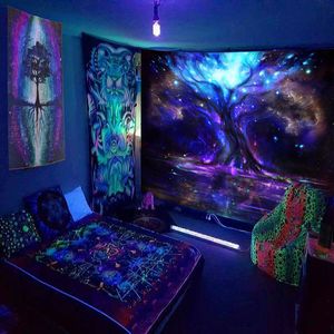 Tapestries psychedelische boom der leven thuis decor kamer esthetiek skelet tapijt tapijt hangende doek tapiz uv 230419