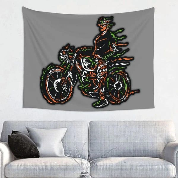Tapisseries de course de moto de Sport, tapisserie murale suspendue Hippie pour salon, décoration de la maison