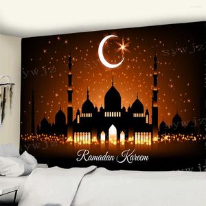 Tapisseries murales suspendues pour décoration du Festival du Ramadan, toile de fond islamique Eid, tissu Mubarak Kareem, décoration de maison