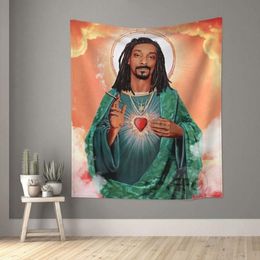 Tapisseries Rappeur Snoop Dogg Tapisserie Jésus Tapisserie Esthétique Décor de Chambre Boho Hippie Tapisseries Tapis Muraux Chambre Fond D302m