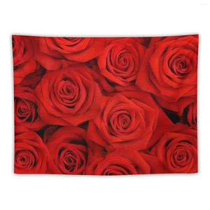 Tapisseries de Roses spectaculaires rouges, décoration de pièce esthétique, tapis mural coréen
