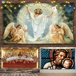 Tapisseries ressusciter le mur de Pâques suspendu la couverture de tapisserie chambre décor de salon sage hommes bohème christ jesus ange ange décor de la maison 230817