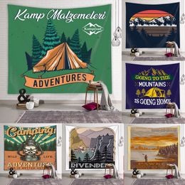 Wandteppiche Retro American Wild Outdoor Camping Wandbehang Tapisserie Minimalismus Tapisserie Wohnheim Hintergrund Stoff Ästhetische Dekoration Decke 230926