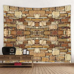 Tapisses Retro Stone Wall Art Tapestry Wood Board Letter Imprimé Tissu suspendu salon et chambre décoration esthétique de la chambre