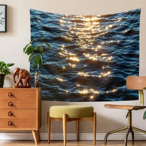Tapestries River Tapestry Wall Hanging Sparkling Sea Vintage Landscape Dorm Bedroom Art Decor Aesthetic Home DecorTapestries