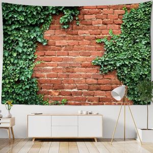 Wandtapijten Rock Brick Wall Vine Plant Gedrukt Grote Tapestry Hippie Hangende Boheemse Mandala Deken Art Decor