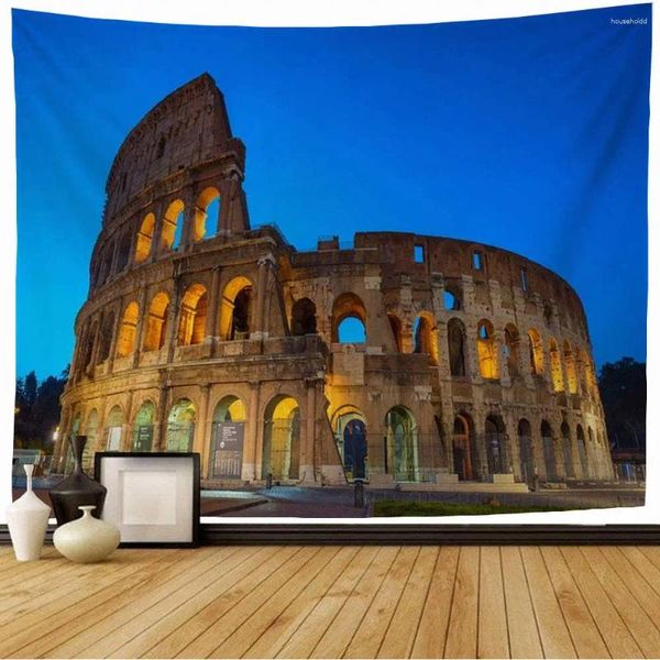 Tapices Coliseo Romano Tapiz Punto de referencia Edificios antiguos famosos Paisaje Decoración colgante de pared para dormitorio Sala de estar Dormitorio