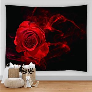 Tapisseries romantisme rose rouge tapisserie 3d fleurs mur suspendue maison salon chambre décoration kawaii accessoires asthétiques tapz