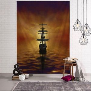 Tapestries Room Art Decoratie Tapijt Tapestry Retro Pirate Ship Home Wall Deken Landschap Oil Painting Achtergrond Fabric