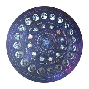 Tapisseries rondes Pendum Divination Pad Jeu de société Tapis d'autel Constellation Fournitures de sorcellerie Tapisseries en caoutchouc exquises Drop Deliver Dh4Qi