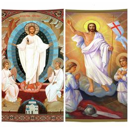 Tapestries Russisch orthodox katholieke paasicoon opstanding van Christus Jezus engelen heilig traditioneel tapijt door Ho me lili Home Decor 230816