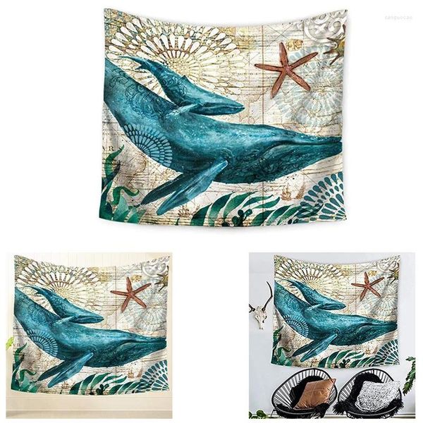 Tapices Tapiz de ballena marina Vida marina Bohemio Colgante de pared Decoración artística Mantel de playa