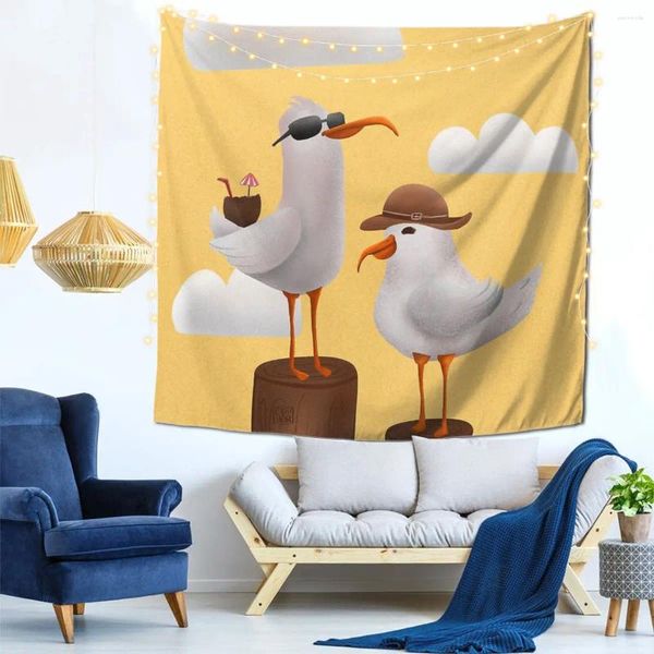 Tapisses Seagull Summer Mur Mur Tapestry Facile to Hanging Bedroom Perfect Gift Polyester Multi Style