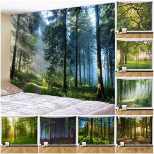 Tapestries SepYue Forest Wall Tapestry Nature Pattern Rays Tree Larg Wall Hanging Home Decoratio Room Decor Aesthetic R230705