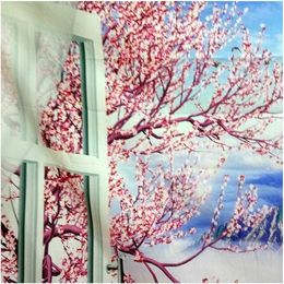 Tapisseries SepYue Tapisserie Murale Suspendue Art Tapisseries Tissu Fenêtre Cerisier Fleur Montagnes Hippie Chambre Décor Décoration