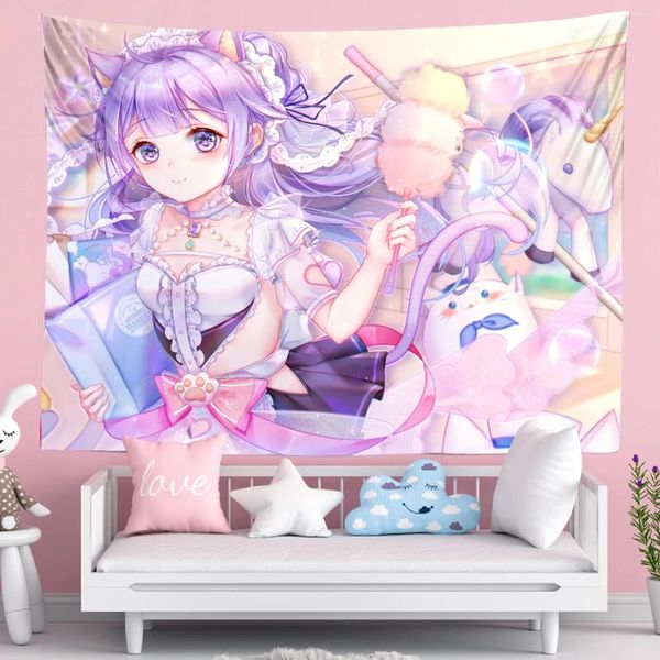 Tapisseries Sexy Anime fille tapisserie Kawaii chambre fond mignon dames mode tenture murale tissu couverture de lit décor à la maison
