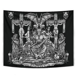 Tapisseries Sigil Of Lucifer Tapisserie Baphomet Tenture murale Tête de chèvre Cornes de diable Pentagram Pentacle Witchy Satanic Goth Decor 230330
