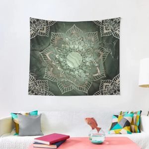 Tapestries Silver Green Mandala Tapestry Art Mural Decor Home Wall Room Asthetic