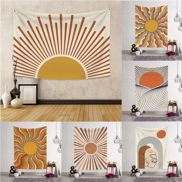 Tapices Tapiz de pared Simple y Fresco Hippie Decoración del hogar Resumen Sol Scenic Nordic Decorative Mureds colchado de yoga colgante