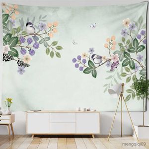 Tapisseries Simple Fleur Et Oiseau Peinture Tapisserie Tenture Bohème Style Botanique Art Ins Esthétique Chambre Décor À La Maison R230713