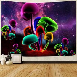 Wandtapijten Simsant Trippy Rook Paddestoelen Wandtapijt Hippie Kleurrijk Natuur Kunst Muur Hangend Voor Woonkamer Thuis Slaapzaal Decor258z