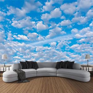 Tapisseries ciel et nuages blancs paysage imprimement grande salle de tapisserie esthétique décoration mur suspendu bohemian home yoga mat couverture