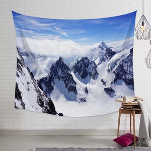 Tapisseries Snow Mountain Landscape Mur Tapestry Cover Pleach Tail Picnic Yoga Mat Home Decoration R230812